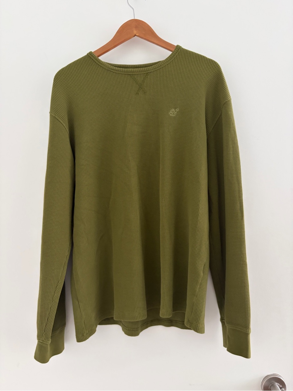 Saturdays New York City Olive Green Waffle Crewneck Sweater sz large
